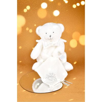 Doudou Dárková sada Plyšový medvídek s dečkou 30 cm béžový