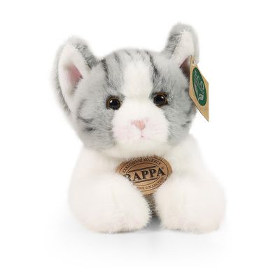 Rappa Plyšová kočka ležící šedá 20 cm ECO-FRIENDLY