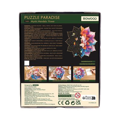 RoboTime Dřevěné puzzle Květinová mandala