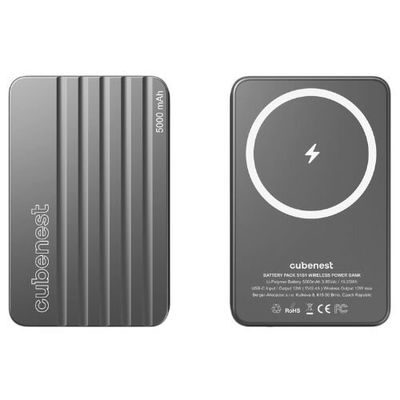 Cubenest Magnetická bezdrátová powerbanka 5000 mAh S1B1 - šedá