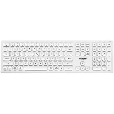 KBC Niceboy OFFICE K30, bezdrátová multimediální klávesnice, nízkoprofilová, USB, CZ, bílá - rozbalené / použité