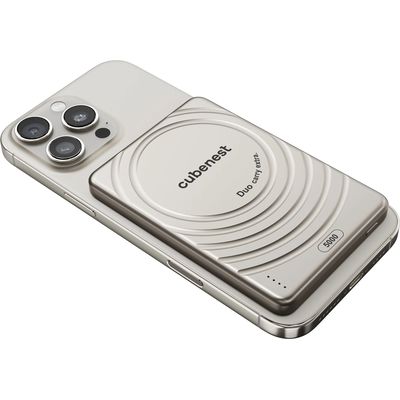 Cubenest Magnetická bezdrátová powerbanka SlimDual 5000 mAh S1B3D - titanová