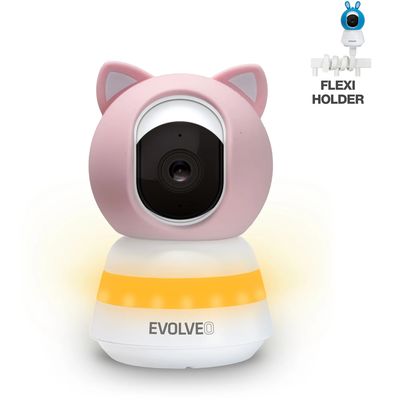 EVOLVEO Baby Monitor LUX- Chytrá 360° videochůvička s nočním viděním, detekcí pláče a pohybu, růžová