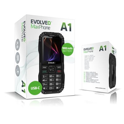 EVOLVEO MaxPhone A1, tlačítkový Dual SIM telefon, černý