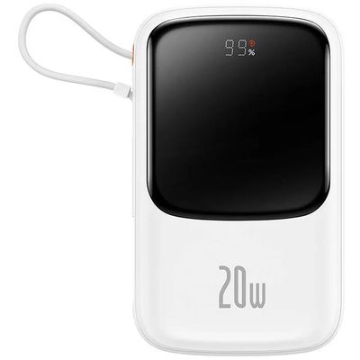 Powerbanka Baseus Qpow Pro 10000mAh, 20W, s kabelem Lightning bílá