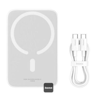 Bezdrátová powerbanka Baseus Magnetic Mini Air 6000mAh, 20W bílá