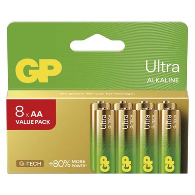 GP Alkalická baterie Ultra AA (LR6), 8 ks