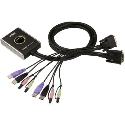 ATEN 2-port DVI KVMP USB2.0, mini, audio, 1.2m - rozbalené / použité