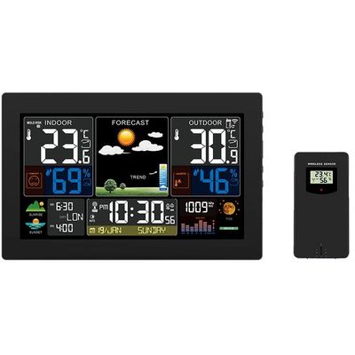 Solight meteostanice, XL barevný LCD, teplota, vlhkost, tlak, RCC, černá - rozbalené / použité