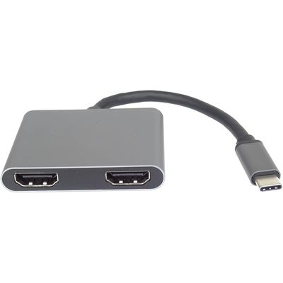 PremiumCord MST adaptér USB-C na 2x HDMI, USB3.0, PD, rozlišení 4K a FULL HD 1080p - rozbalené / použité
