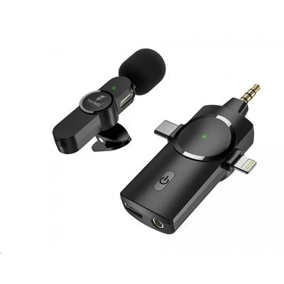 Viking bezdrátový mikrofon s klipem M360, konektor USB-C / Lightning / 3,5 mm jack