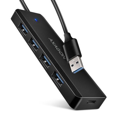 AXAGON HUE-C1A, 4x USB 5Gbps TRAVEL hub, USB-C napájecí konektor, kabel USB-A 19cm - rozbalené / použité