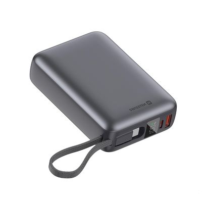SWISSTEN POWER BANK 20000 mAh 45W S INTEGROVANÝM KABELEM USB-C VESMÍRNĚ STŘÍBRNÁ