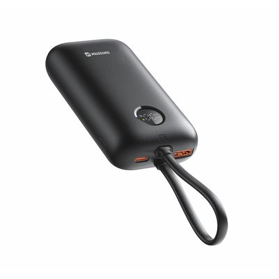 SWISSTEN POWER BANK VOLTBOX 35W 10000 mAh S INTEGROVANÝMI KABELY USB-C A LIGHTNING ČERNÁ