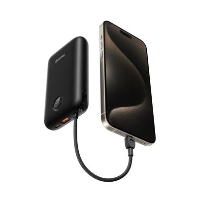 SWISSTEN POWER BANK VOLTBOX 35W 20000 mAh S INTEGROVANÝMI KABELY USB-C A LIGHTNING ČERNÁ