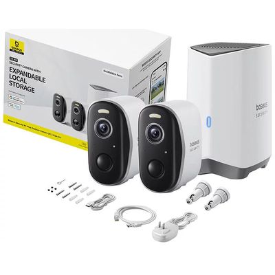 Venkovní kamera Baseus Security N1 Plus 2K (sada 2ks+centrální stanice) bílá