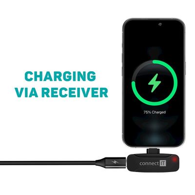 CONNECT IT Wireless Lavalier mikrofon Lightning (2 ks + receiver) set ČERNÝ - rozbalené / použité