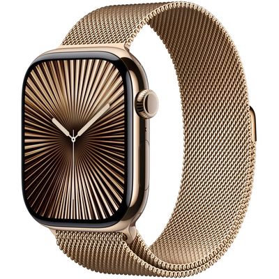 Apple Watch Series 10 GPS + Cellular 42mm Gold Titanium Case with Gold Milanese Loop (MX083QC/A)