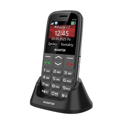 ALIGATOR A770 Senior černý + stolní nabíječka