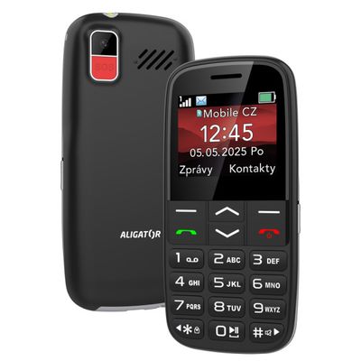 ALIGATOR A770 Senior černý + stolní nabíječka
