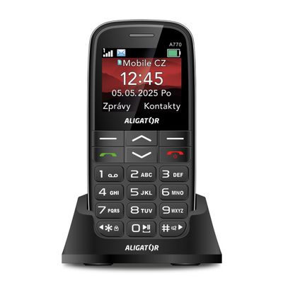 ALIGATOR A770 Senior černý + stolní nabíječka