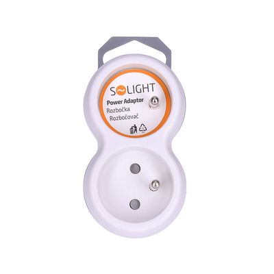 Solight rozbočka, 2x 10A, bílá-šedá - rozbalené / použité