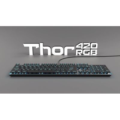 Plochá mechanická herní klávesnice GENESIS THOR 420, US layout, RGB - rozbalené / použité