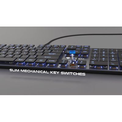 Plochá mechanická herní klávesnice GENESIS THOR 420, US layout, RGB - rozbalené / použité