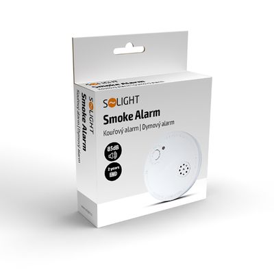Solight detektor kouře + alarm, 85dB, bílý + 9V baterie