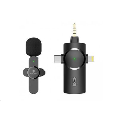 Viking bezdrátový mikrofon s klipem M360, konektor USB-C / Lightning / 3,5 mm jack - rozbalené / použité