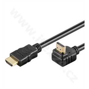 HDMI High Speed+Ethernet kabel, zlacený zahnutý konektor 90° 3m