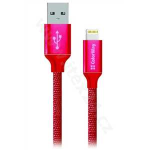 ColorWay USB 2.0 - Lightning kabel 1m 2.1A, červená