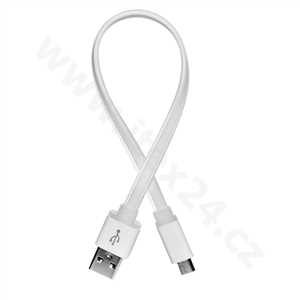 ColorWay USB - microUSB kabel 25cm, plochý, bílá