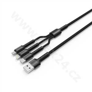 ColorWay kabel 3v1 USB - Lightning, microUSB a USB-C 4.0A 1.2m
