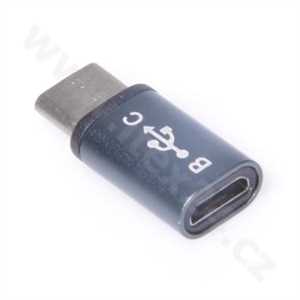 Adaptér USB 3.1 konektor C/male - USB 2.0 Micro-B/female, kovově modrý