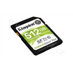 KINGSTON SDXC 512GB Canvas Select Plus A1 C10 Card (čtení 100 MB/s, zápis 85MB/s)