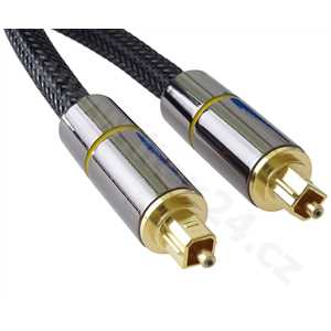 Optický audio kabel Toslink, OD:7mm, Gold-metal design + Nylon 3m
