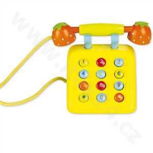 Classic world  Dřevěný žlutý telefon