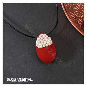 Živé šperky - Náhrdelník Slza červený s trvalými bílými květy