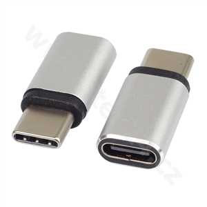 Adaptér USB-C Female - USB-C Male, stříbrná
