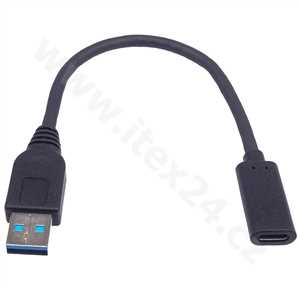 Adaptér kabelový USB 3.0 A male - USB-C female 0,2m
