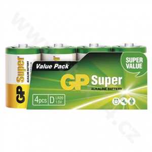 Alkalická baterie GP Super D (LR20) 4Ks