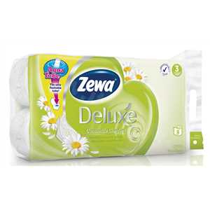 ZEWA Toaletní papír, 3vrstvý, 8 rolí, Deluxe, heřmánek
