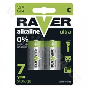 Alkalická baterie RAVER C (LR14) blistr 2Ks