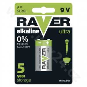 Alkalická baterie RAVER 9V (6LF22) 1Ks