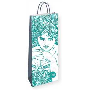 PRESCO Dárková taška na lahev Alfons Mucha – Emerald, Fresh Collection