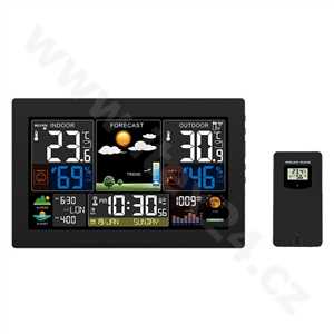 Solight meteostanice, XL barevný LCD, teplota, vlhkost, tlak, RCC, černá