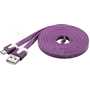 Kabel microUSB 2m, plochý PVC kabel, fialový