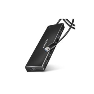 AXAGON HUE-F7A, 7x USB 3.2 Gen 1 ALU FLAT CHARGING hub, micro USB napájecí konektor, kabel USB-A 1m
