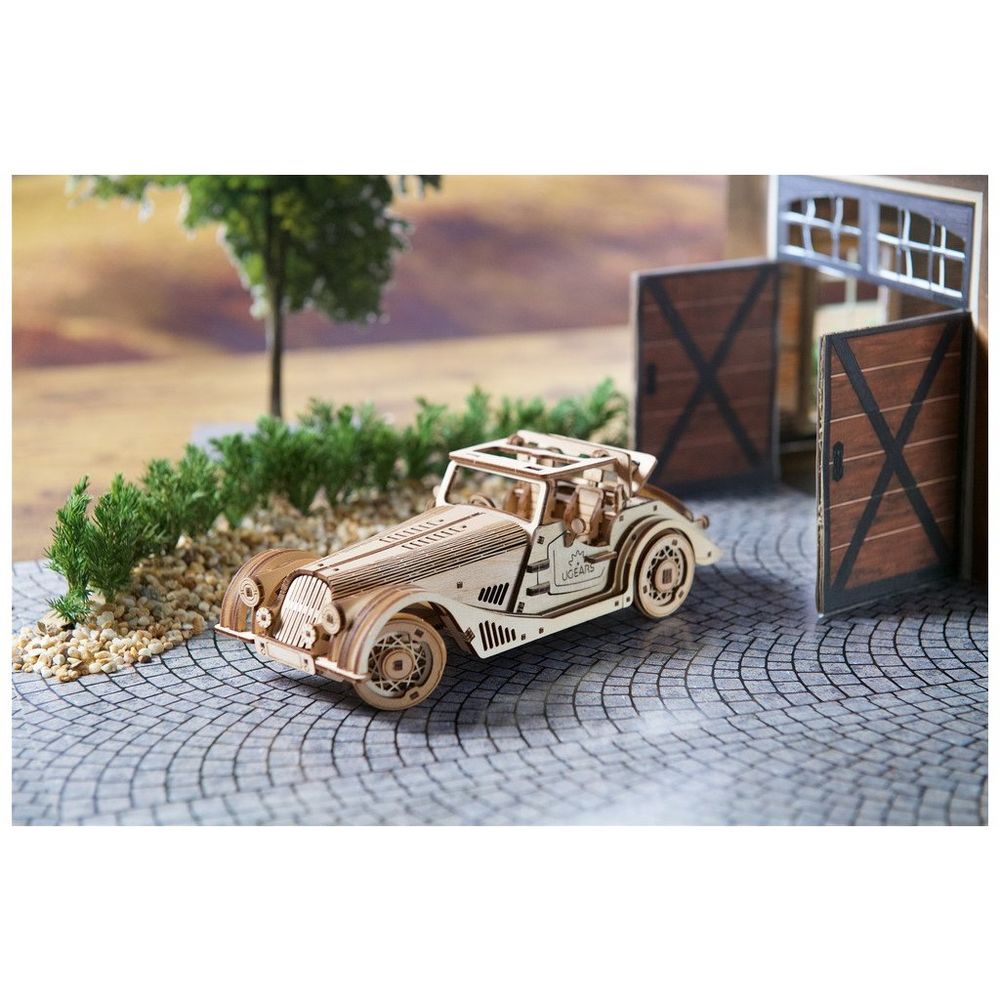 Ugears 3D dřevěné mechanické puzzle Sportovní auto Rapid Mouse - Obrázek 3